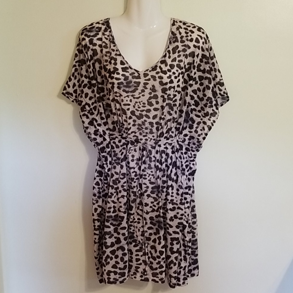H & M Leapord Shirt Dress, Large, Belt